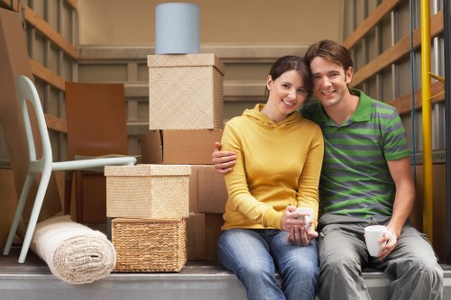 Mover using protective equipment during furniture handling