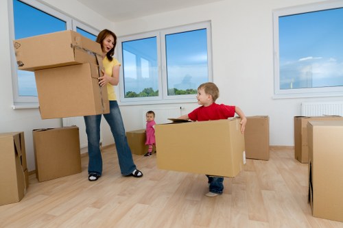 Packed boxes and furniture ready for a Kensington apartment removal