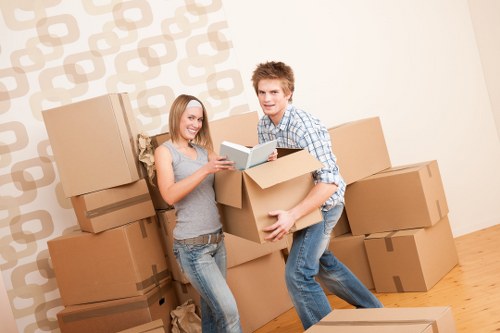 Household furniture and boxes prepared for storage in Kensington